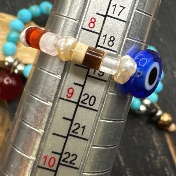 Infinity band charms multi stone beaded boho gem ring - Picture 2 of 2
